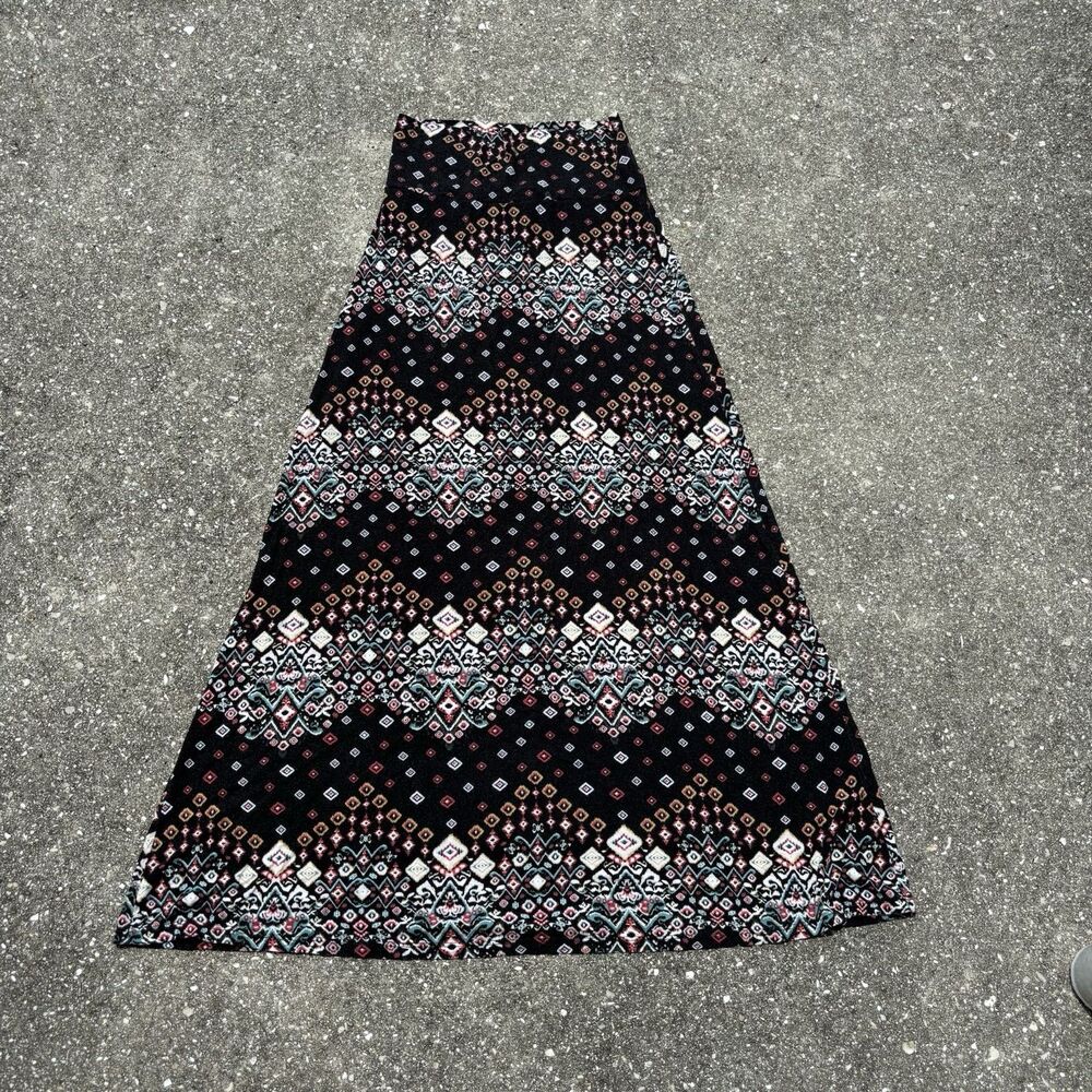 Living Doll Women's Skirt Stretch Black Multicolor Size Large